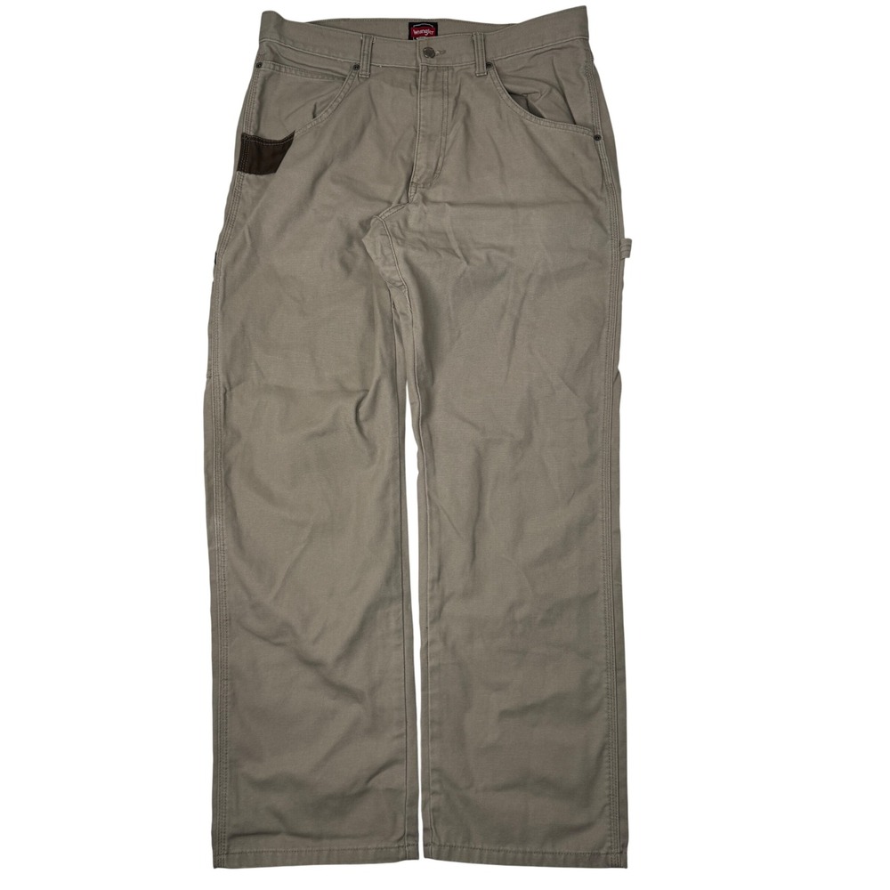 Wrangler Carpenter Pants 34x32 Tan Canvas Utility Workwear Mens